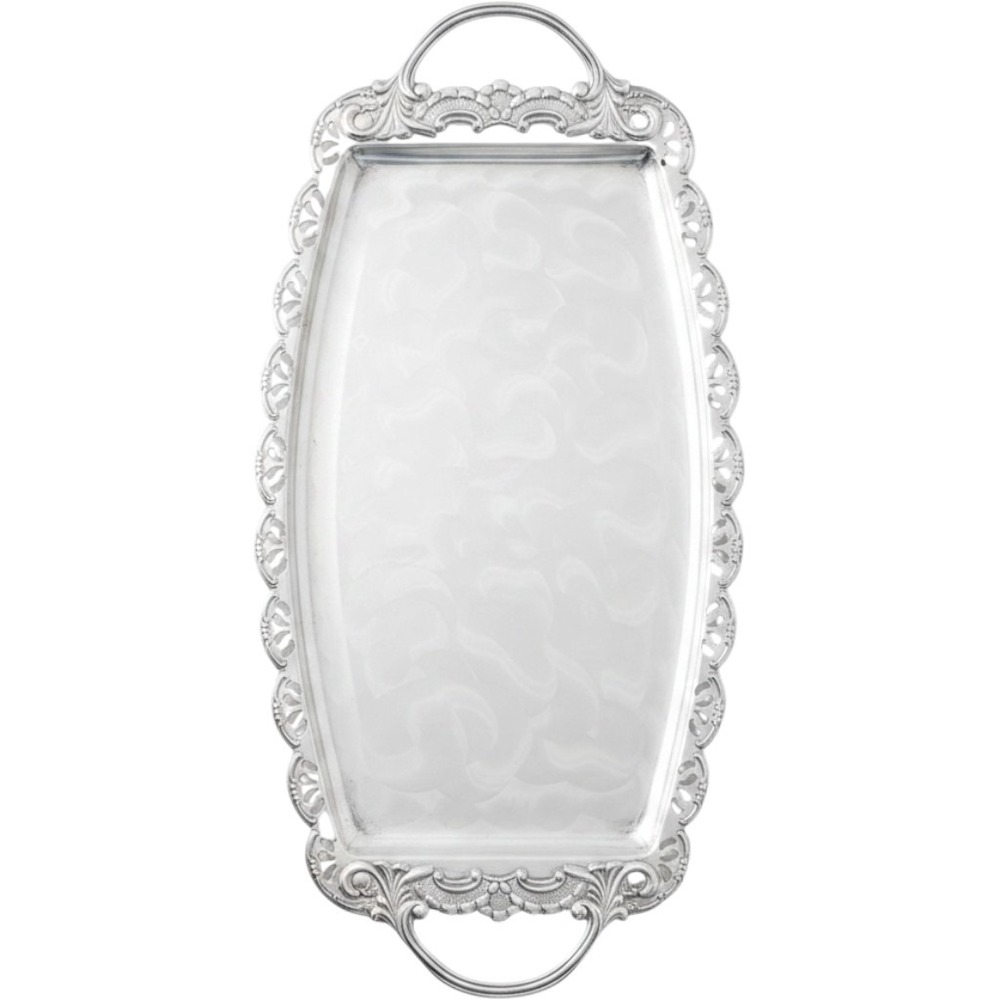 Vintage Silver‎ Plated Serving Tray West Germany Hammered Platter Filigree 16 O2